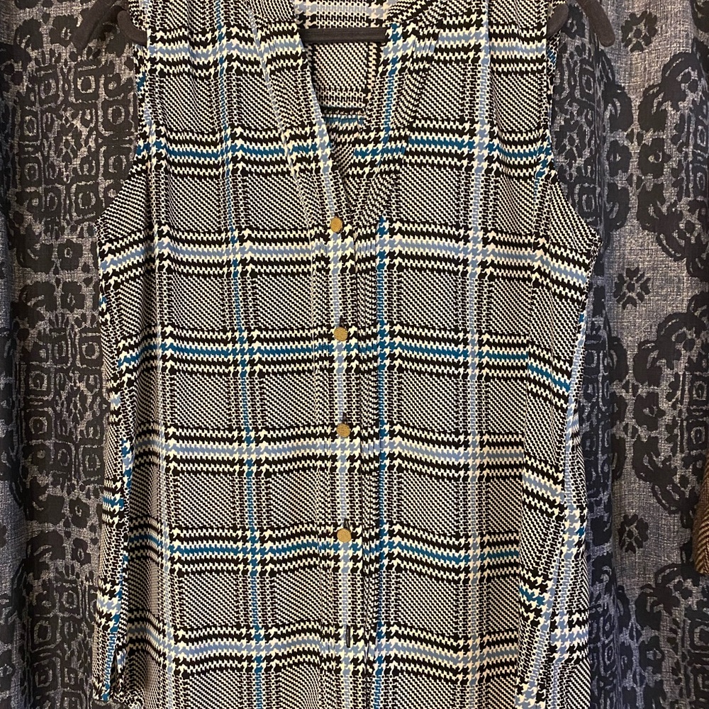 Apartment 9 sleeveless plaid blouse.